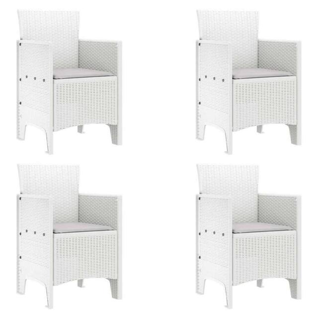 Berkfield Home Garden Chair Set of 4 White Rattan Standard Durable - image 1