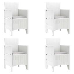 Berkfield Home Garden Chair Set of 4 White Rattan Standard Durable