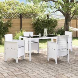 Berkfield Home Garden Chair Set of 4 White Rattan Standard Durable - thumbnail 3