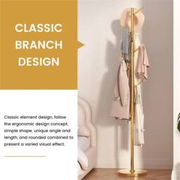 Nordara 8-hook floor standing clothes rack in Gold - Size: 500mm - thumbnail 5