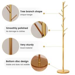 Nordara 8-hook floor standing clothes rack in Gold - Size: 500mm - thumbnail 4