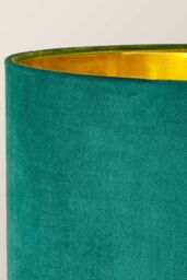ValueLights Christina Velvet with Gold Metallic Inner Drum Shade Gold Palm Leaf Floor Lamp in Bottle Green - thumbnail 4