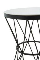 Orsina Round White Marble Top Side Table, Minimalist Black Metal Base, Contemporary Monochrome Side Table - thumbnail 4