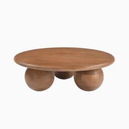 FurnitureboxUK Olympus Round Wood Sphere Leg Coffee Table in Walnut - thumbnail 4