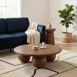 FurnitureboxUK Olympus Round Wood Sphere Leg Coffee Table in Walnut - thumbnail 3