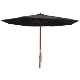 Berkfield Home Outdoor Parasol with Wooden Pole 350 cm Black - thumbnail 2