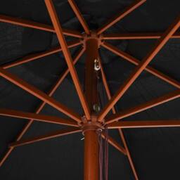 Berkfield Home Outdoor Parasol with Wooden Pole 350 cm Black - thumbnail 6