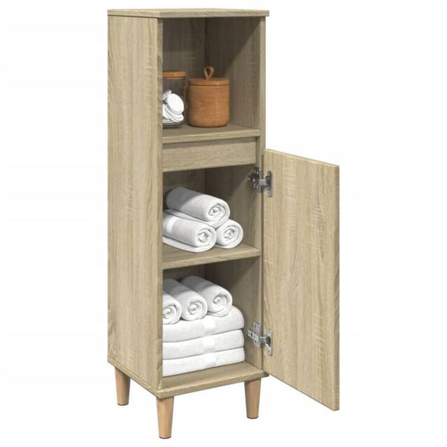 Berkfield Home Durable Bathroom Cabinet Sonoma Oak 30x30x100 cm Engineered Wood in Light Oak - Size: 30 x 30 x 100 cm - image 1