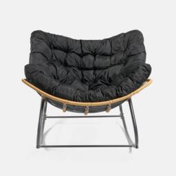OHS Bali Garden Rocking Chair Outdoor Metal Frame Chairs with Cushion in Black - thumbnail 5