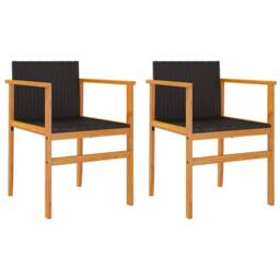 Berkfield Home Beautiful Garden Chairs 2 pcs Black Poly Rattan&Solid Wood - thumbnail 3