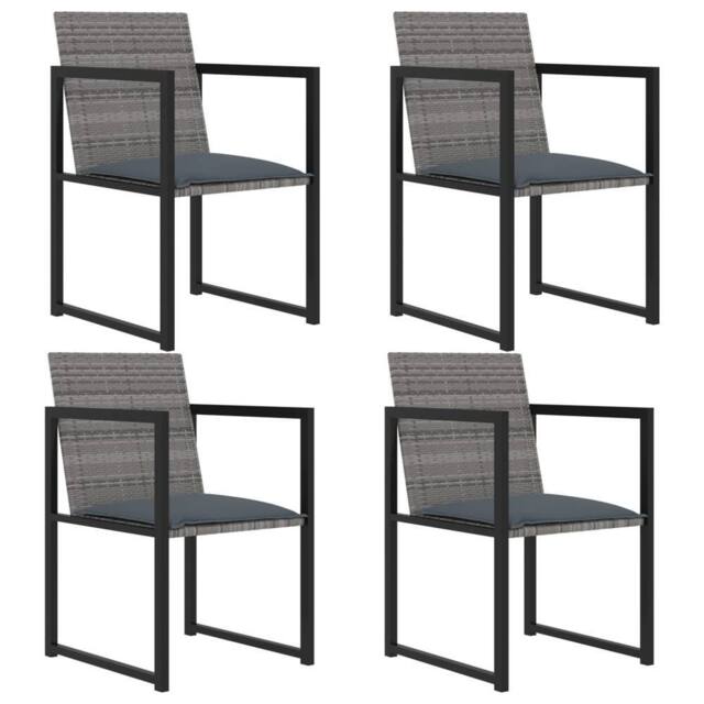 Berkfield Home 5 Piece Outdoor Dining Set with Cushions Poly Rattan Grey - image 1