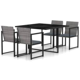 Berkfield Home 5 Piece Outdoor Dining Set with Cushions Poly Rattan Grey - thumbnail 2
