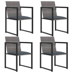 Berkfield Home 5 Piece Outdoor Dining Set with Cushions Poly Rattan Grey - thumbnail 1
