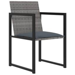 Berkfield Home 5 Piece Outdoor Dining Set with Cushions Poly Rattan Grey - thumbnail 3