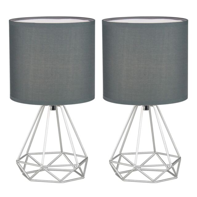 First Choice Lighting Set of 2 Christie - Silver Geometric Lamps - image 1