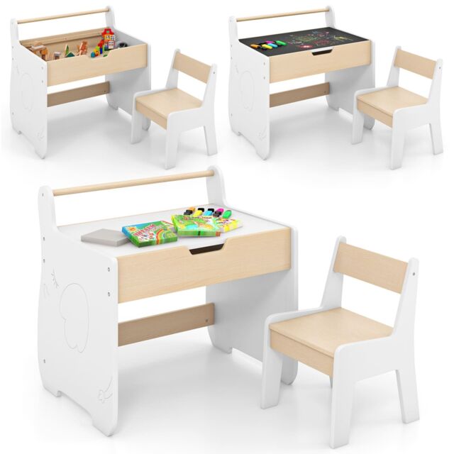 Costway Table & Chair Set Wooden Activity Desk & Chair Set in Natural - image 1