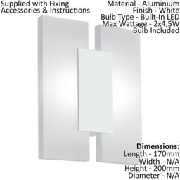 Loops 2 PACK Wall Light Colour White Shade Satined Plastic Bulb LED 2x4.5W Included - thumbnail 2