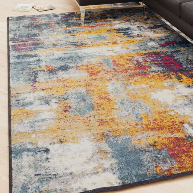Kukoon Blue Multi Colour Soft Chenille Washable Living Room Area Rug - Size: 200 cm x 290 cm - image 1