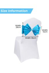 Neel Blue Pack of 10 Chair Sash Band with Slider Buckle, Stretchy Chair Bands Bows for Party, Event, Reception in Turquoise - thumbnail 3
