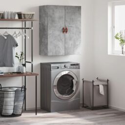 Berkfield Home Wall Mounted Cabinet Concrete Grey 69.5x34x90 cm - thumbnail 1