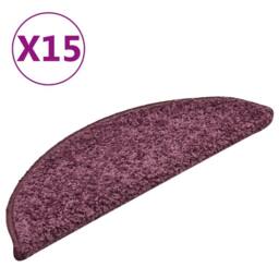 Berkfield Home Comfortable Carpet Stair Treads 15 pcs Dark Purple 56x17x3 cm - Size: Medium - thumbnail 3