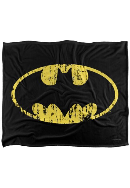 DC Comics Batman Classic Logo Distressed Blanket 152 x 127 cm in White - image 1