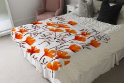 Benjamin Tate Design Flowers In Autumn Colours Blanket in Natural - Size: 120 cm x 150 cm - thumbnail 3