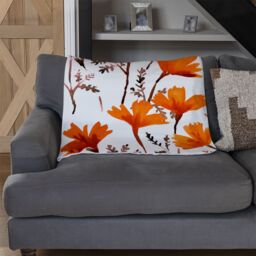 Benjamin Tate Design Flowers In Autumn Colours Blanket in Natural - Size: 120 cm x 150 cm - thumbnail 2