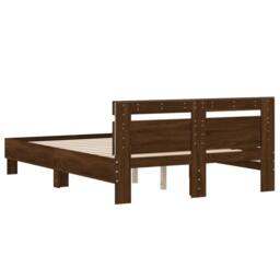 Berkfield Home Bed Frame with LED without Mattress Brown Oak 120x200 cm - Size: Small Double - thumbnail 9