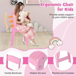 Costway 2-in-1 Dressing Table & Chair Set Vanity Table Desk w/ Removable Mirrors in Pink - thumbnail 4