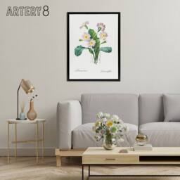 "Artery8 Primrose Floral Illustration Redoute Black Framed Canvas Wall Art in White - Size: W12"" x H16""" - thumbnail 3