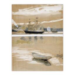 "Artery8 Albert Edelfelt Seascape View From the Pier Wall Art Print in Brown - Size: W12"" x H16""" - thumbnail 1