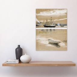 "Artery8 Albert Edelfelt Seascape View From the Pier Wall Art Print in Brown - Size: W12"" x H16""" - thumbnail 4