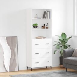 Berkfield Home Highboard White 69.5x34x180 cm Engineered Wood - thumbnail 1