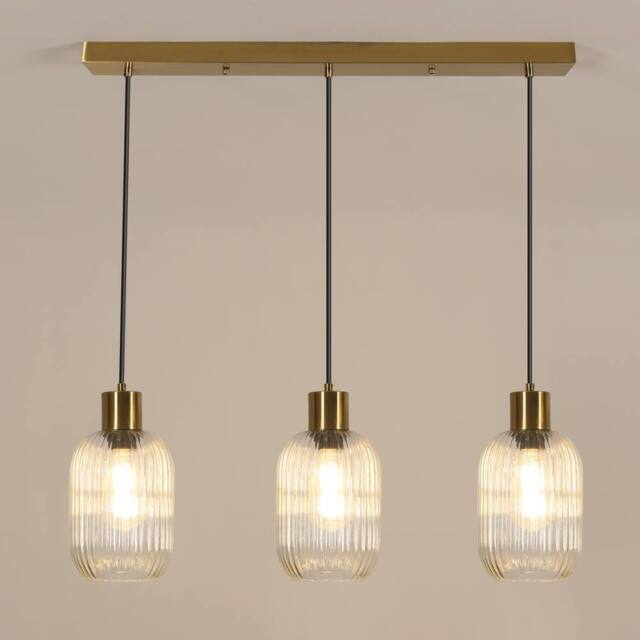 Pheashine Modern Crystal Chandelier Clear Glass Shade E27 Lamp Base in Gold - image 1