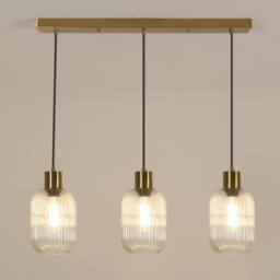 Pheashine Modern Crystal Chandelier Clear Glass Shade E27 Lamp Base in Gold