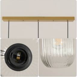 Pheashine Modern Crystal Chandelier Clear Glass Shade E27 Lamp Base in Gold - thumbnail 3
