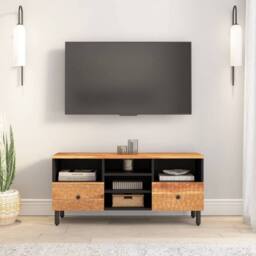 Berkfield Home TV Cabinet 100x33x46 cm Solid Wood Acacia in Brown - Size: 100 x 33 x 46 cm - thumbnail 1