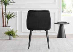 FurnitureboxUK Set of 2 Calla Deep Padded Dining Chairs Upholstered in Soft Velvet With Black Metal Legs - thumbnail 5