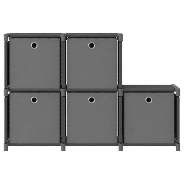 Berkfield Home 5-Cube Display Shelf with Boxes Grey 103x30x72.5 cm Fabric - image 1