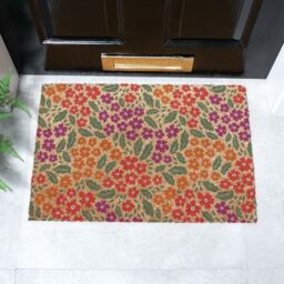 Artsy Mats Floral Pattern Coir Doormat (60 x 40cm) in Brown - Size: 40 cm x 60 cm - thumbnail 1
