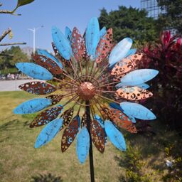 Primrose Metal Flutter Kinetic Wind Spinner in Bronze & Blue 40cm - thumbnail 2