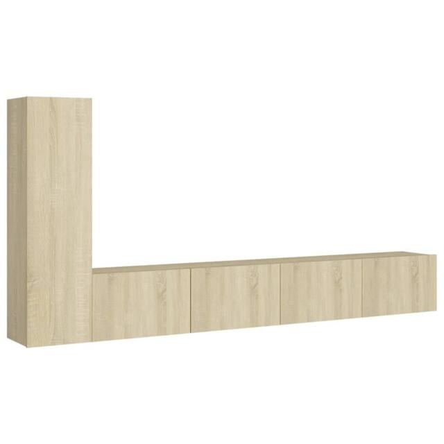Berkfield Home 3 Piece TV Cabinet Set Sonoma Oak Engineered Wood in Light Brown - image 1