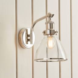 Pagazzi Brunswick Polished Nickel & Glass Wall Light in Grey - thumbnail 3