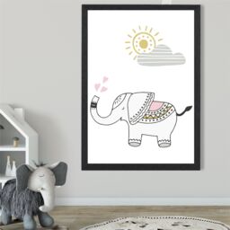 ARTZE CuteElephant Scandi Animal Framed Print SIZE: A3 with Black Frame in Pink - Size: A4 - thumbnail 2
