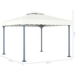 Berkfield Home Gazebo with LED String Lights 300x300 cm Cream Aluminium - thumbnail 8