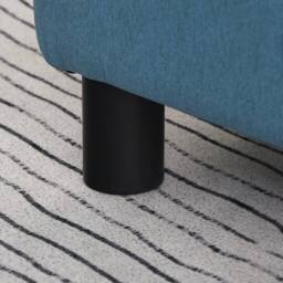 FORGEVIO Footstool Ottoman Footrest Linen Fabric Upholstery in Blue - thumbnail 5