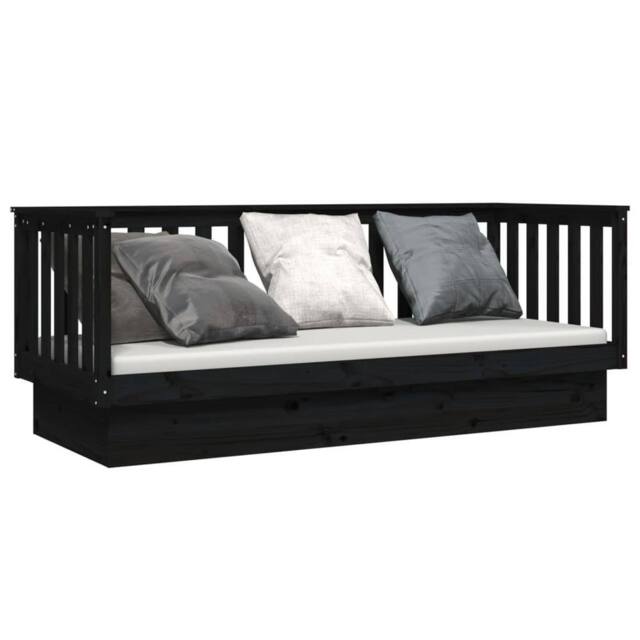 Berkfield Home Beautiful Day Bed Black 90x190 cm Solid Wood Pine - image 1