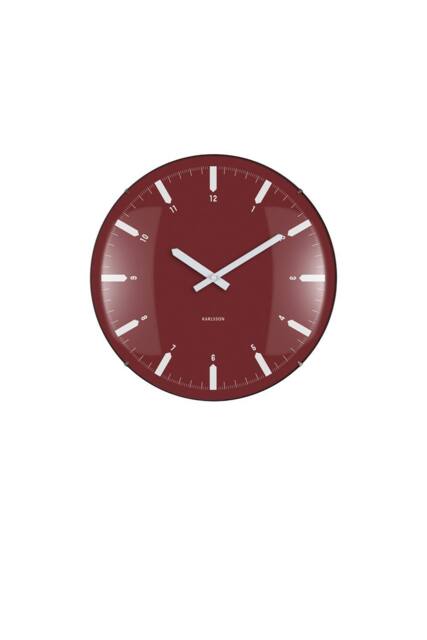 PRESENT TIME Karlsson Round Wall Clock Realista Dome - Burgundy Red - image 1