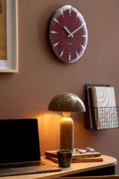 PRESENT TIME Karlsson Round Wall Clock Realista Dome - Burgundy Red - thumbnail 2